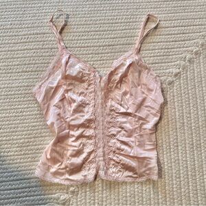 Women's Blush Satin Lace-Trim Camisole